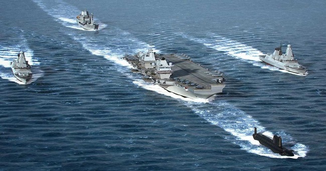 H ομάδα μάχης του μοναδικού βρετανικού αεροπλανοφόρου HMS Queen Elizabeth